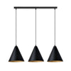 Sospensione Nordica Rebel 3 Luci In Acciaio Nero E Oro