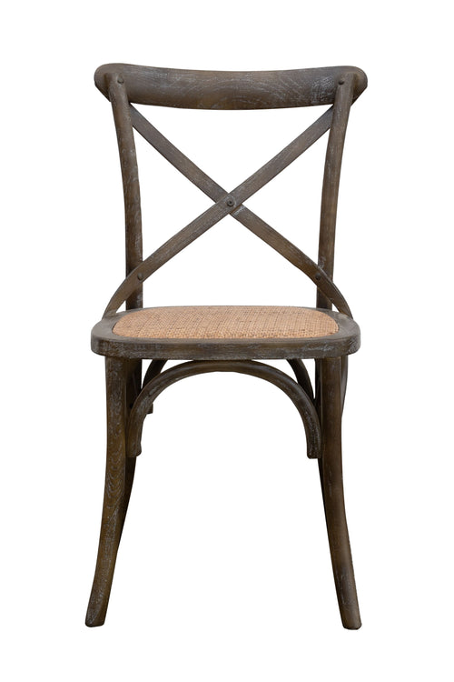 Biscottini Sedia Thonet in massello di frassino e seduta rattan finitura marrone anticato
