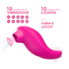 Stimolatore Clitoride 2in1 Vibra e Lecca Vibratore Multifunzione Licking Silicone