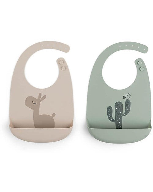 Set 2 Bavagli Impermeabili - Lalee - Sabbia/Verde - Silicone Alimentar Done By Deer