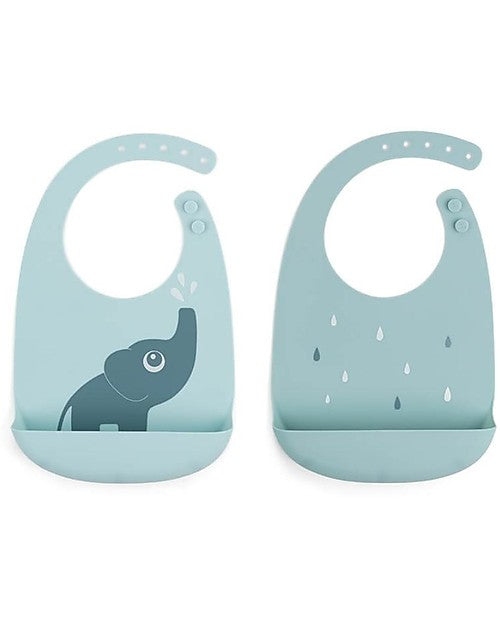 Set 2 Bavagli Impermeabili - Elphee - Blu - Silicone Alimentare - con Done By Deer