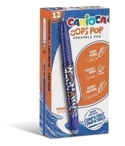 Carioca, Penne cancellabili Oops Pop blu, 12 pz