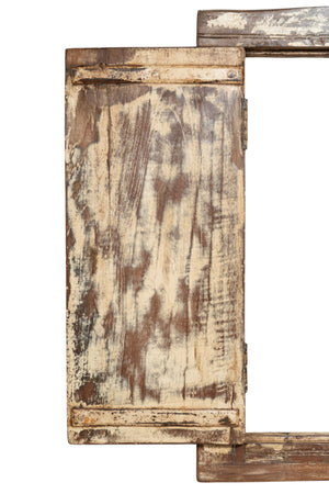 Biscottini Finestra finestrina grata in legno massello e in ferro antica e vecchia medievale con telaio da interno o da esterno