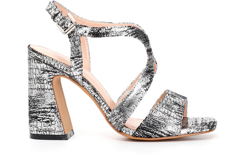 SANDALO FASCIA E INCROCIO IN LAMINATO ANIMALIER