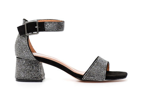 SANDALO CHIUSO DIETRO CON STRASS IN MICROFIBRA