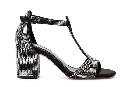 SANDALO STRASS A T CHIUSO DIETRO IN LAMINATO