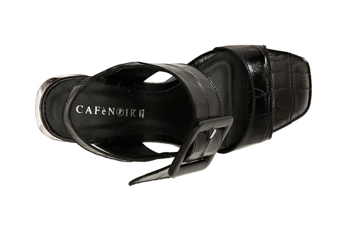 SANDALO FRATE CON FIBBIA TACCO ALTO IN PELLE STAMPA COCCO