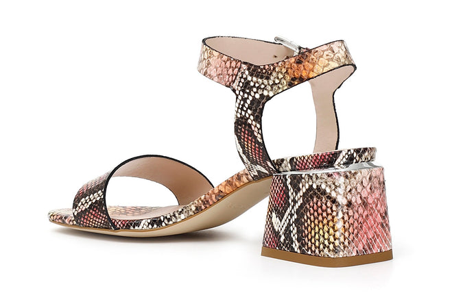 SANDALO GILDA TACCO MEDIO IN PELLE STAMPA PITONE