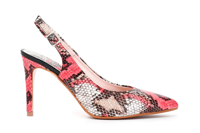 SCARPA APERTA DIETRO IN PITONE TACCO 90MM