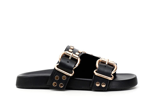 CIABATTE 2 FIBBIE IN PELLE