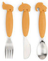 Set 3 Posate Anti-Scivolo - Forchetta, Cucchiaio e Coltello - Mostarda Done By Deer