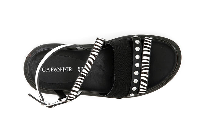 SANDALO ASIMMETRICO MULTI LISTINI IN CAVALLINO E SIMILPELLE