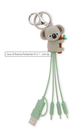 Cavo di Ricarica Portachiavi 6 in 1 - Link Up, Tema Koala