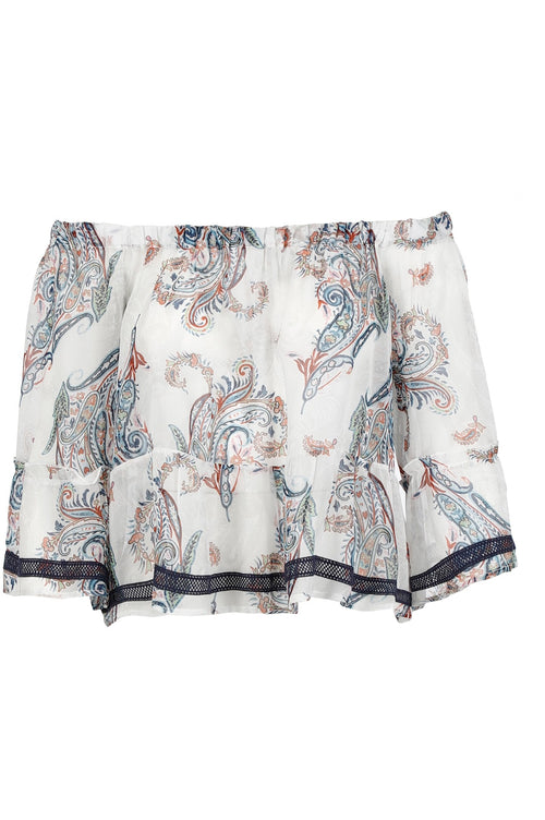 BLUSA SCOLLO A BARCA STAMPATA