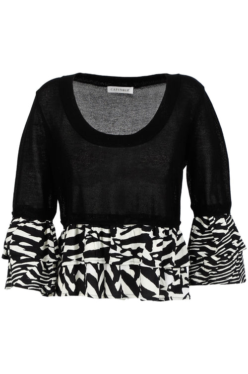 MAGLIA IN VISCOSA E TESSUTO ALLE MANICHE