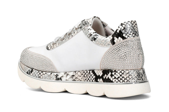 SNEAKERS IN PELLE CON SIMILPELLE PITONATA E STRASS