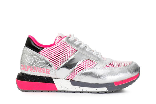 SNEAKER IN SIMILPELLE LAMINATA E RETE GLITTER