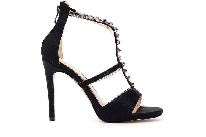 SANDALO MODELLO "T" CON BORCHIE E STRASS