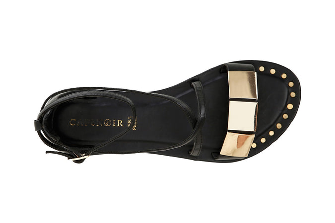 SANDALO CHIUSO DIETRO IN PELLE CON ACCESSORI IN METALLO