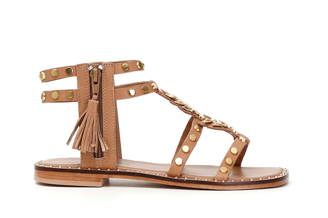 SANDALO IN PELLE CON ZIP LATERALE