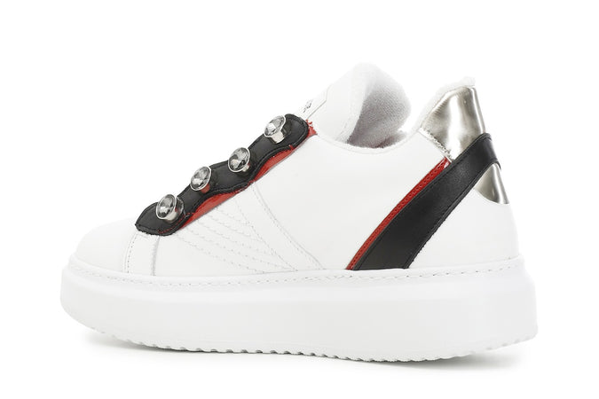 SNEAKERS IN PELLE CON STRASS E DETTAGLIOLEOPARDATO