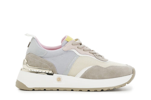 SNEAKERS ALLACCIATA IN PELLE SCAMOSCIATAE TESSUTO MESH