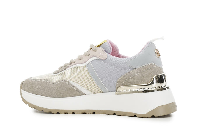 SNEAKERS ALLACCIATA IN PELLE SCAMOSCIATAE TESSUTO MESH