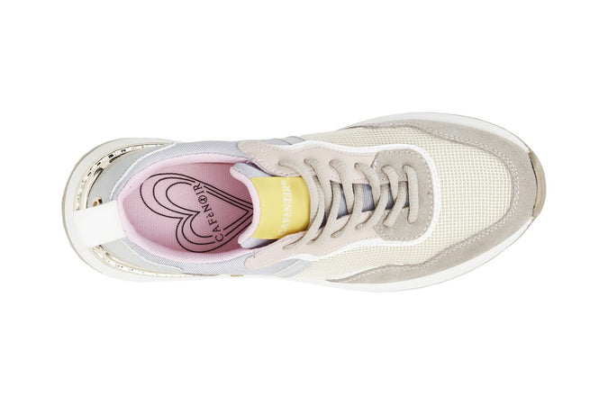 SNEAKERS ALLACCIATA IN PELLE SCAMOSCIATAE TESSUTO MESH