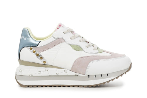 SNEAKERS IN PELLE E TESSUTO MULTICOLOR