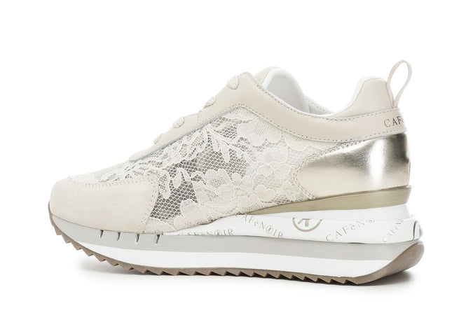 SNEAKERS IN PIZZO CON RIPORTI IN PELLE ELAMINATO