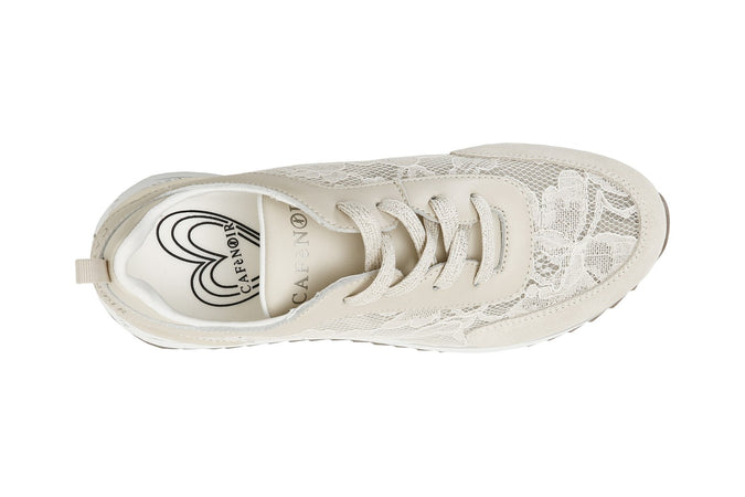 SNEAKERS IN PIZZO CON RIPORTI IN PELLE ELAMINATO