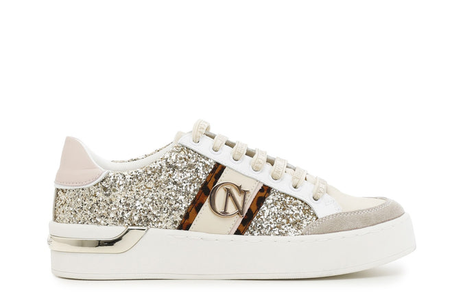 SNEAKERS GLITTER CON ACCESSORIO LOGO LATERALE