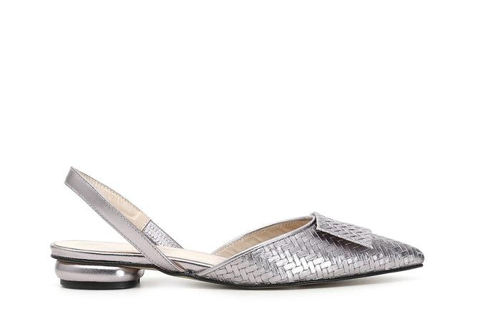 BALLERINA APERTA DIETRO IN PELLE STAMPAINTRECCIO