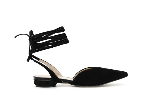 BALLERINA IN CAMOSCIO CON LACCI ALLA CAVIGLIA