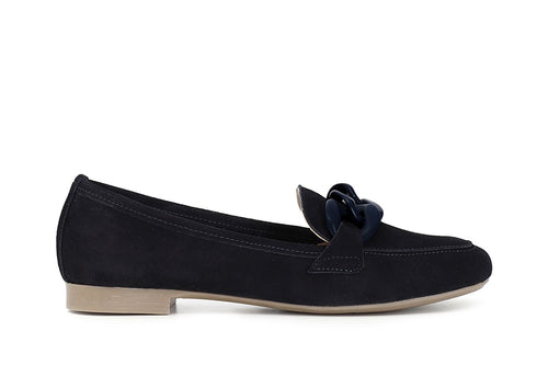 MOCASSINI IN PELLE SCAMOSCIATA CON CATENA