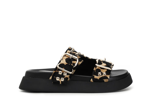 CIABATTE 2 FIBBIE IN PELLE CON PELO