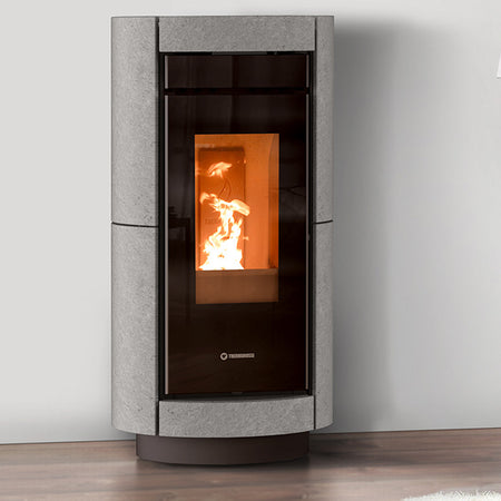 Thermorossi Termostufa a Pellet Dorica Idra 21 Stone 22,5 kW Con Rivestimento In Pietra Ollare