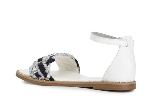 SANDALO CHIUSO DIETRO FASCIA STRASS E RAFFIA INTRECCIATA