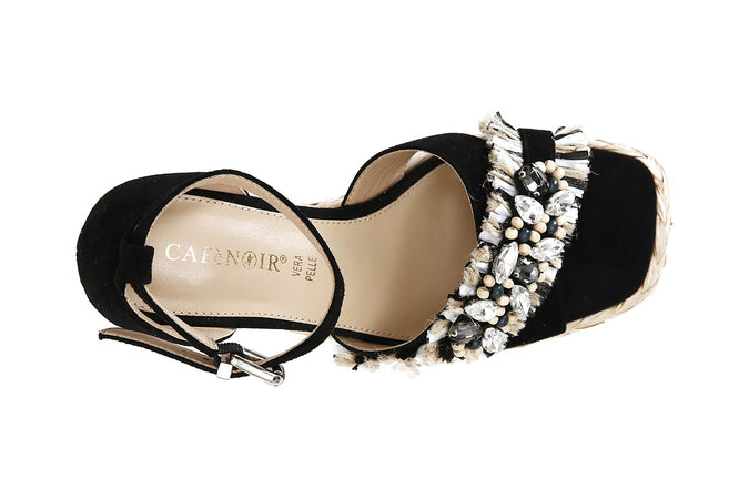 SANDALO CHIUSO SUL DIETRO RAFFIA MULTI ESTRASS