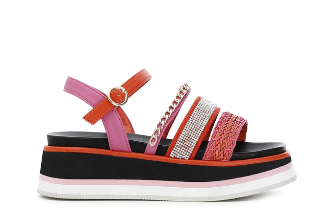 SANDALO MULTILISTINI STRASS