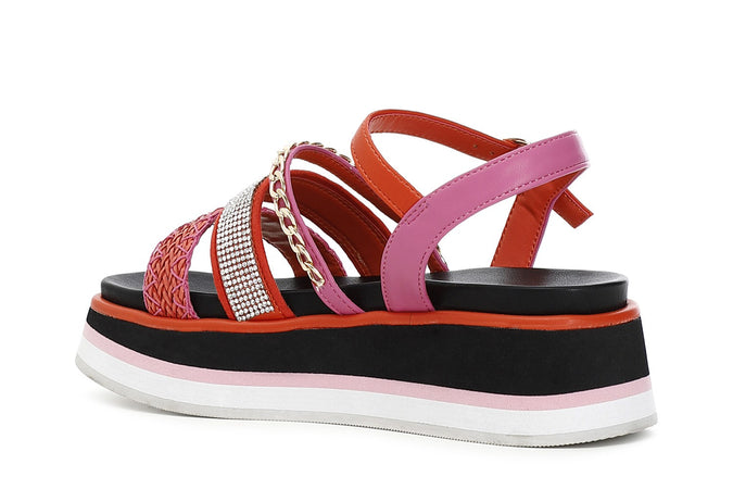 SANDALO MULTILISTINI STRASS