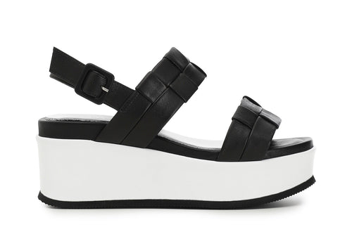 SANDALO FRATE INTRECCIO SU ZEPPA IN PELLE