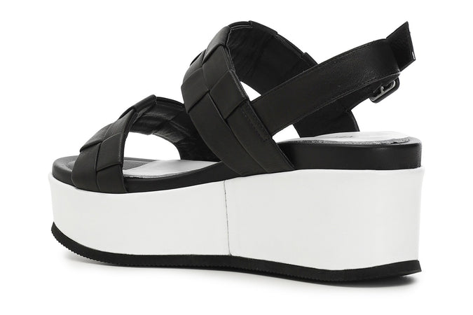 SANDALO FRATE INTRECCIO SU ZEPPA IN PELLE