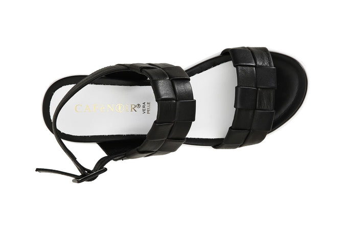 SANDALO FRATE INTRECCIO SU ZEPPA IN PELLE