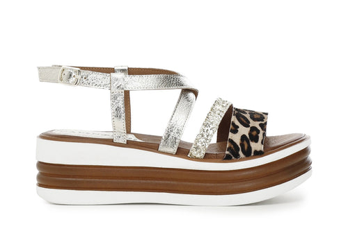 SANDALO INCROCIO IN GLITTER E CAVALLINO