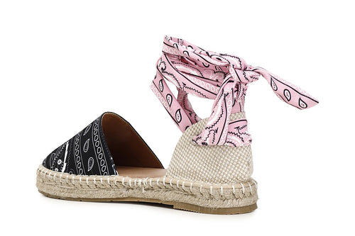 SANDALI IN TESSUTO FANTASIA SU FONDO CORDA