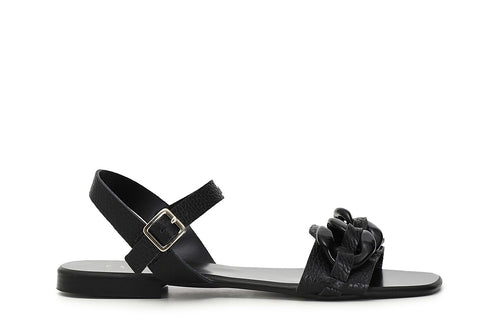 SANDALO IN PELLE CON ACCESSORIO CATENA