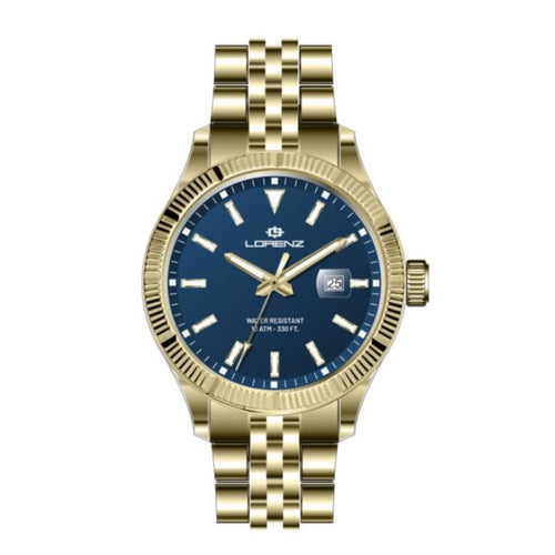 Orologio LORENZ uomo Ginevra datario dorato / blu