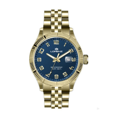 Orologio LORENZ uomo Ginevra data dorato / blu