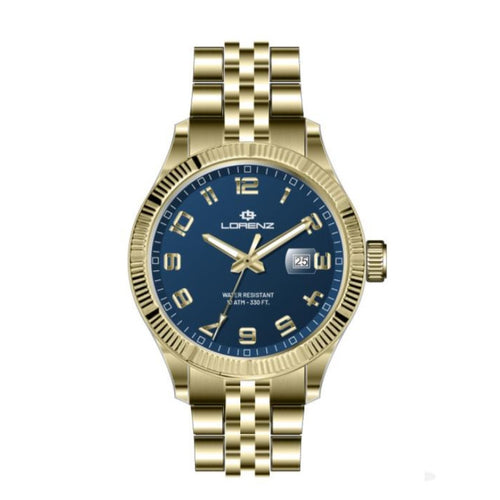 Orologio LORENZ uomo Ginevra data dorato / blu